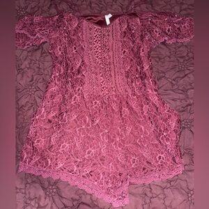 Xhilaration Burgundy Lace Romper